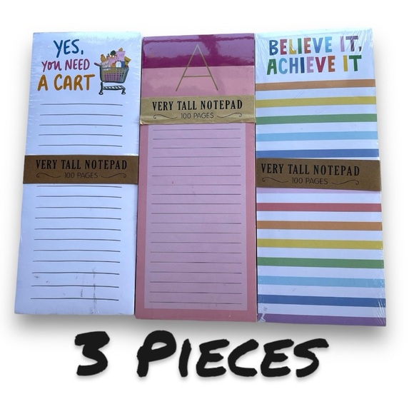 4" x 10" Magnetic Back Note Pads Set of 3 - Picture 1 of 5
